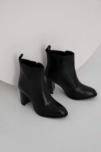 Kožené členkové topánky Answear Lab dámske, čierna farba, na podpätku, jemne zateplené