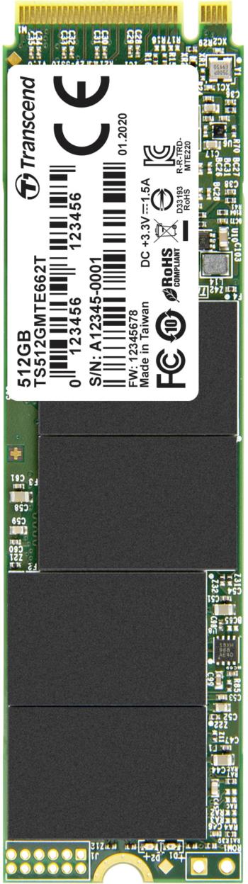 Transcend MTE662T 512 GB interný SSD disk NVMe / PCIe M.2 PCIe NVMe 3.0 x4 Retail TS512GMTE662T