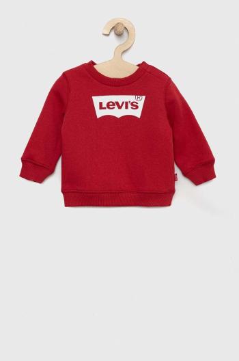 Detská bavlnená mikina Levi's červená farba, s potlačou