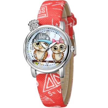 OEM Detské Hodinky Owl  KP11299 červená