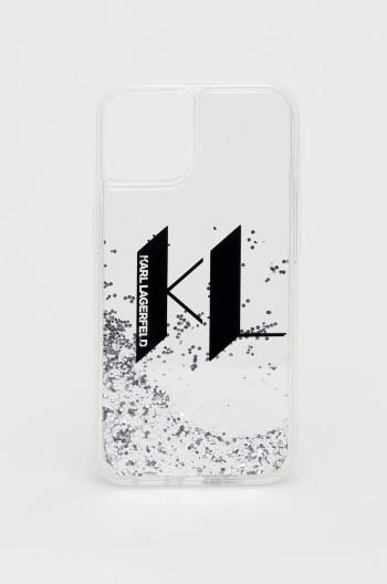 Puzdro na mobil Karl Lagerfeld iPhone 14 srebrny 6,1" strieborná farba