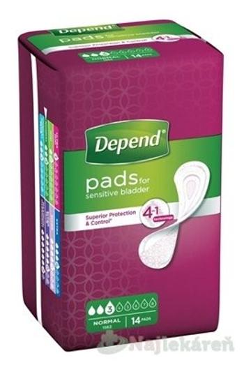 DEPEND NORMAL inkontinenčné vložky pre ženy, 9x25cm, savosť 250ml, 14ks