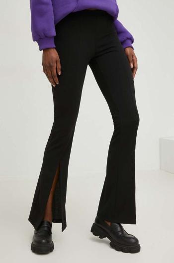Nohavice Answear Lab dámske, čierna farba, zvony, stredne vysoký pás
