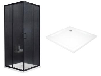 MEXEN/S - Rio Sprchovací kút štvorcový 80x80 cm, transparent, chrom + vanička so sifónom 860-080-080-70-00-4010