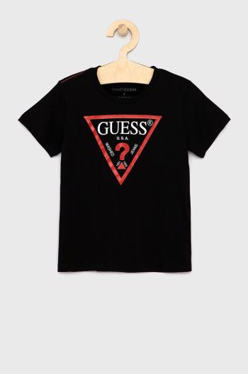 Detské tričko Guess čierna farba, melanžové