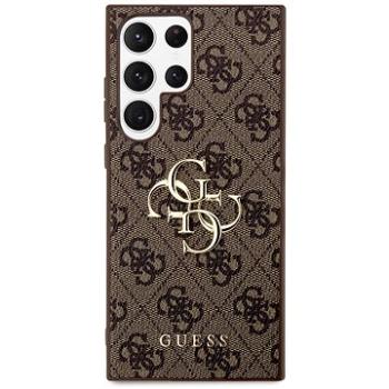 Guess PU 4G Metal Logo Zadný Kryt na Samsung Galaxy S23 Ultra Brown (GUHCS23L4GMGBR)