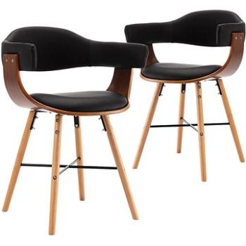 Jedálenské stoličky 2 ks čierne umelá koža a ohýbané drevo (283137)