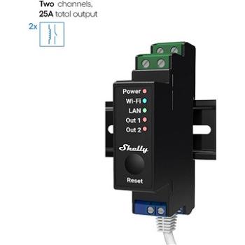 Shelly Pro 2PM, spínací modul 2× 16A na DIN lištu, meranie spotreby, LAN, WiFi, a Bluetooth (SHELLY-PRO-2PM)