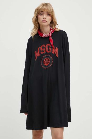 Bavlnené šaty MSGM čierna farba, mini, oversize, 3741MDA78.247798