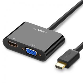 Ugreen CM101 adaptér mini HDMI - VGA / HDMI / 3.5mm jack, čierny (CM101)