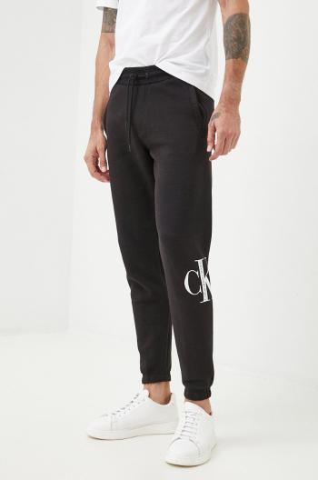Tepláky Calvin Klein Jeans pánske, čierna farba, s potlačou