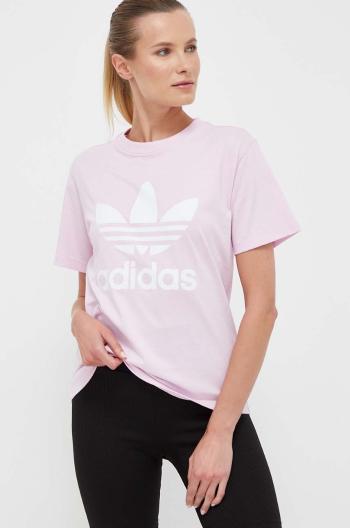 Bavlnené tričko adidas Originals ružová farba