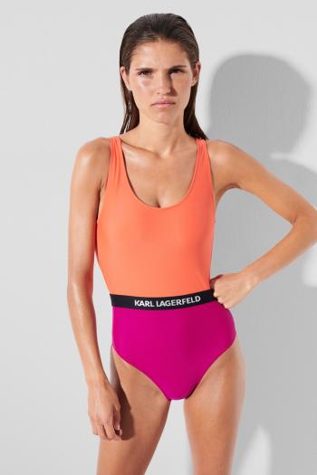 Fuchsiovo-oranžové celé plavky Colour Block Swimsuit