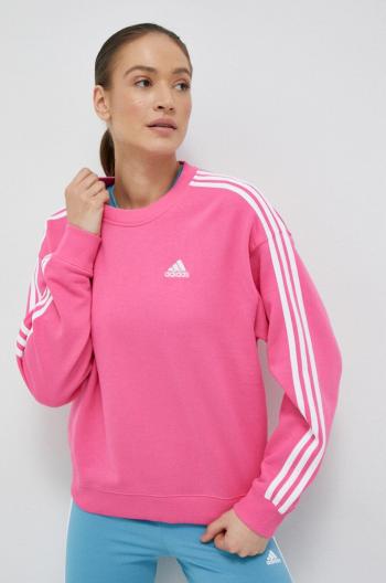 Bavlnená mikina adidas dámska, ružová farba, s nášivkou