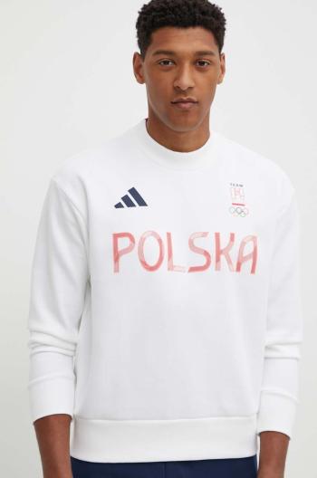 Tepláková mikina adidas Performance Polska biela farba, s potlačou, JF6688