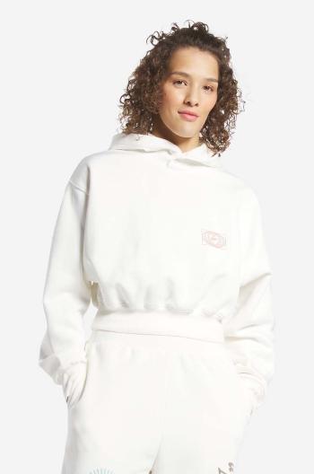 Mikina Reebok Classic Good Vibes Hoodie HT7845-white, dámska, biela farba, s kapucňou, s potlačou