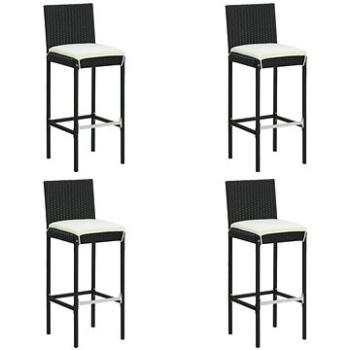 Záhradné barové stoličky s poduškami 4 ks čierne polyratan, 313437