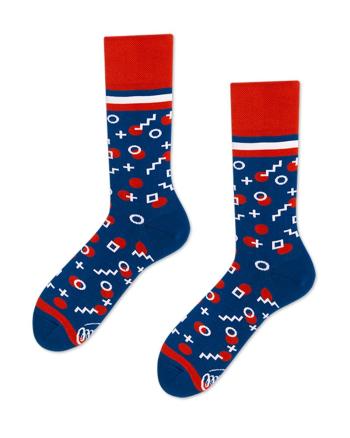 Modro-červené ponožky Retro Dots