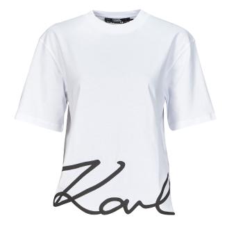 Karl Lagerfeld  karl signature hem t-shirt  Tričká s krátkym rukávom Biela