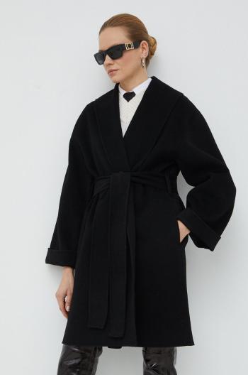 Vlnený kabát By Malene Birger Trullas čierna farba, prechodný, oversize