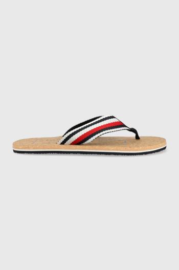 Žabky Tommy Hilfiger HILFIHER CORK BEACH SANDAL pánske, tmavomodrá farba, FM0FM04475