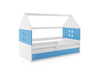 BMS Detská posteľ domček DOMI 1 | biela s úložným priestorom Farba: biela / modrá