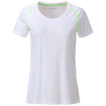 James & Nicholson Dámske funkčné tričko JN495 - Bielo-žiarivo zelená | S