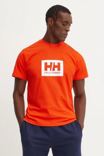 Bavlnené tričko Helly Hansen TOKYO oranžová farba, s potlačou, 53285