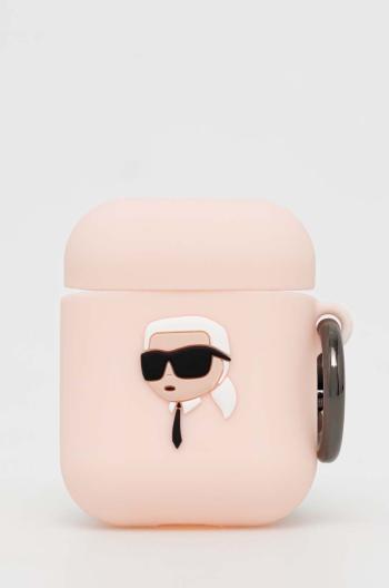 Puzdro na airpod Karl Lagerfeld AirPods 1/2 cover ružová farba