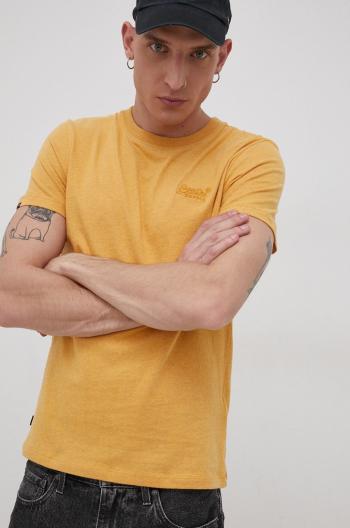 Bavlnené tričko Superdry žltá farba, jednofarebné