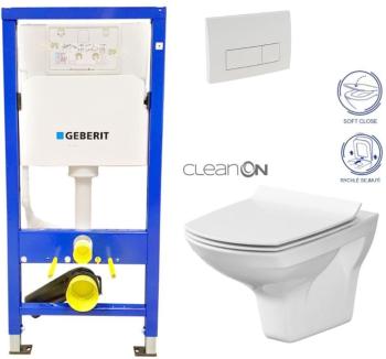 GEBERIT DuofixBasic s bielym tlačidlom DELTA51 + WC CERSANIT CLEANON CARINA + SEDADLO 458.103.00.1 51BI CA3