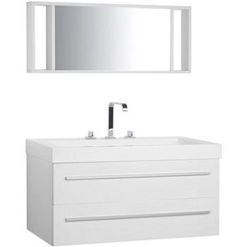 Biely nástenný nábytok do kúpeľne so zásuvkou a zrkadlom ALMERIA, 58905 (beliani_58905)