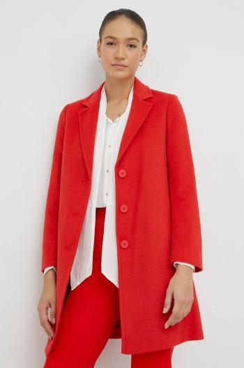 Vlnený kabát United Colors of Benetton červená farba, prechodný,