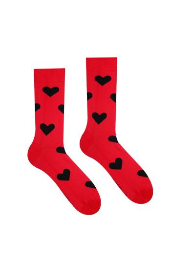 Červené vzorované ponožky Srdiečko červené