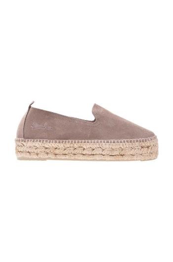 Semišové espadrilky Manebi Double Sole Espadrilles hnedá farba, na platforme, K 1.9 D0