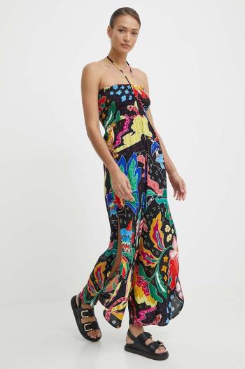 Plážový overal Desigual JUNGLE JUMPSUIT čierna farba, 24SWMW06