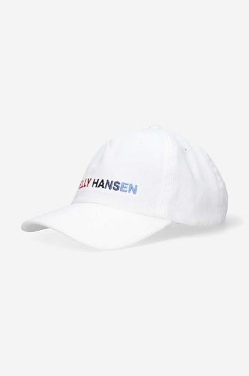 Manšestrová baseballová čiapka Helly Hansen Graphic Cap 48146-11, biela farba, s nášivkou