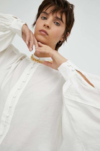 Košeľa Bruuns Bazaar Rosebay Maia dámska, biela farba, regular, so stojačikom