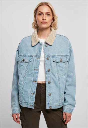 Urban Classics Ladies Oversized Sherpa Denim Jacket clearblue bleached - S