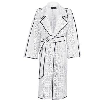 Karl Lagerfeld  Kabátiky Trenchcoat KL EMBROIDERED LACE COAT  Biela