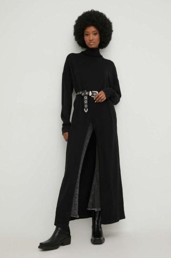 Šaty Answear Lab čierna farba, midi, rovný strih