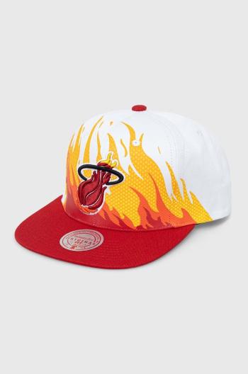 Bavlnená šiltovka Mitchell&Ness MIAMI HEAT biela farba, vzorovaná