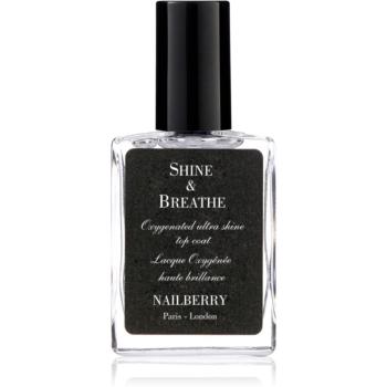 NAILBERRY Shine & Breathe Oxygenated Ultra Shine Top Coat vrchný lak na nechty pre dokonalú ochranu a intenzívny lesk 15 ml