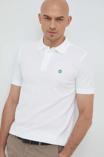 Bavlnené polo tričko United Colors of Benetton biela farba, jednofarebné