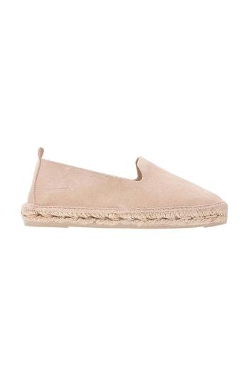 Semišové espadrilky Manebi Flat béžová farba, K 1.1 N0