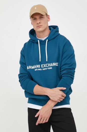 Bavlnená mikina Armani Exchange pánska, s kapucňou, s potlačou