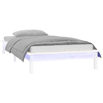 Rám postele s LED svetlom biely 90 × 200 cm masívne drevo, 820592