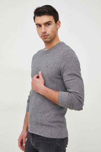 Bavlnený sveter Tommy Hilfiger pánsky, šedá farba, tenký