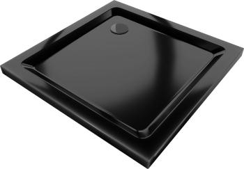 MEXEN/S - Flat sprchová vanička štvorcová slim 80 x 80 cm, černá + čierny sifón 40708080B