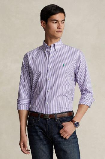 Košeľa Polo Ralph Lauren pánska, fialová farba, regular, s golierom button-down, 710929346